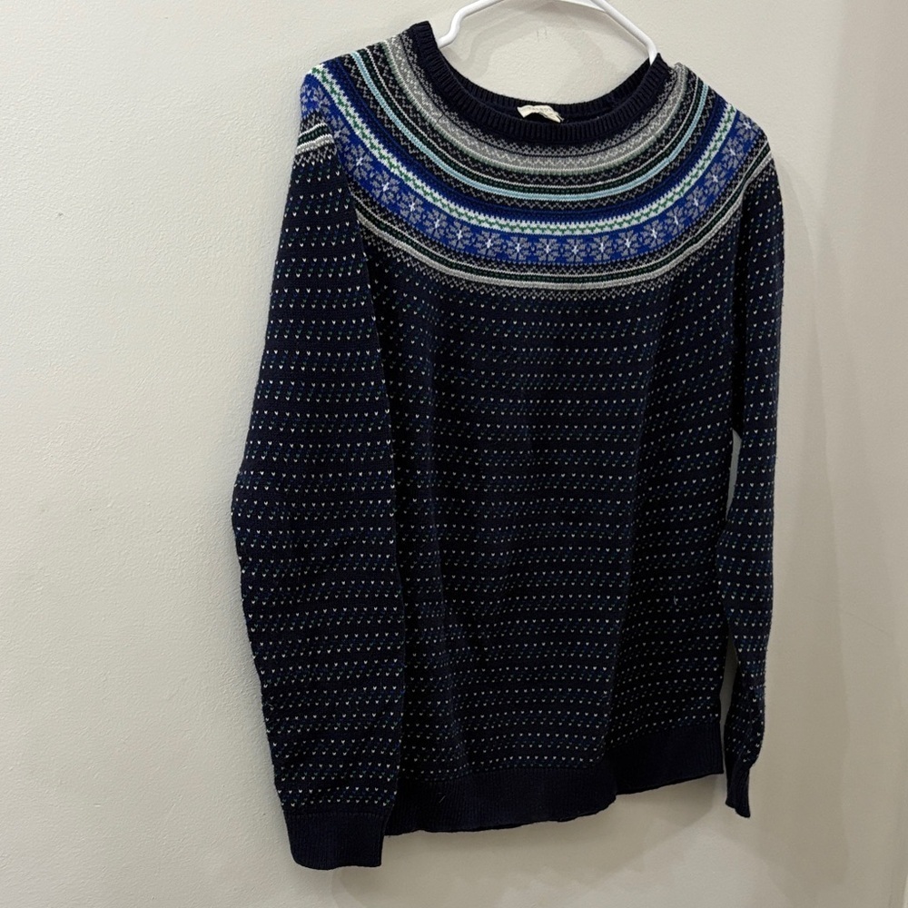 Talbots Navy Patterned Sweater - women’s medium - cotton blend
